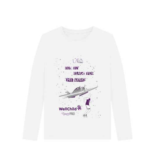 White Printed Long Sleeve T Shirt Front