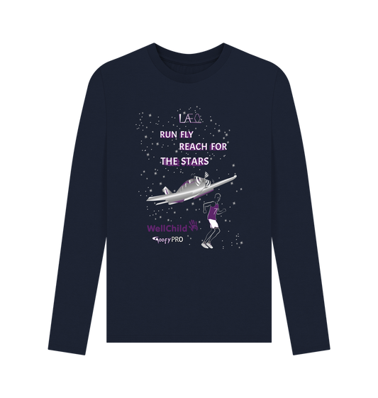 Navy Blue Printed Long Sleeve T Shirt Front