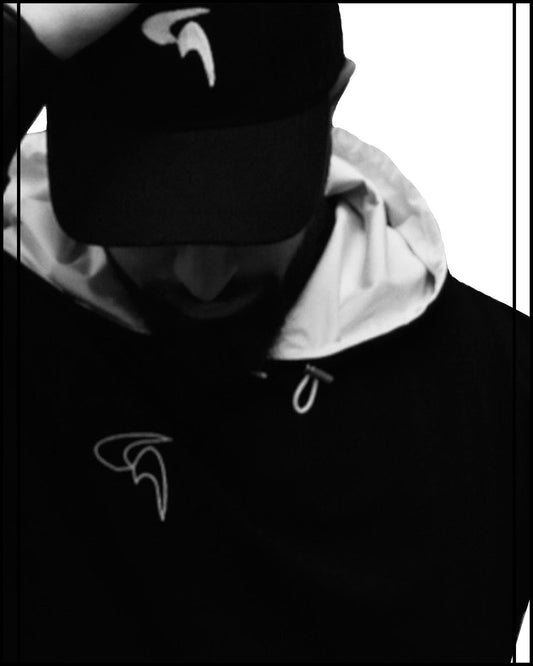 GoofyPRO XTR black Hoodie worn by male model -with Embroidered GoofyPRO logo on chest.