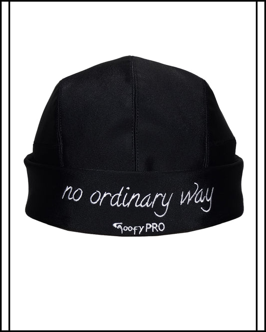 GoofyPRO Cayton Beanie in black, 'no ordinary way' in white Embroidered on headband with 'GoofyPRO' Embroidery in white.