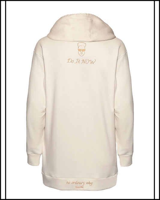 GoofyPRO Daymer Fleece-Hoodie rear with rose gold Embroidered graphic at the top and rose gold Embroidery on Waistband.