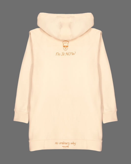 GoofyPRO Daymer Fleece-Hoodie rear with rose gold Embroidered graphic at the top and rose gold Embroidery on Waistband.