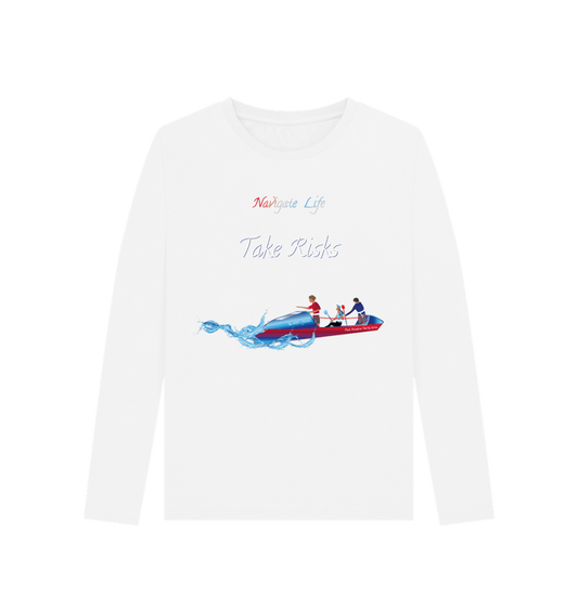 White Printed Long Sleeve T Shirt